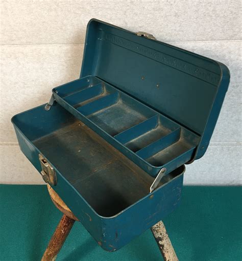 Vintage Union Utility Metal Chest 1960's Steel Tackle Box With